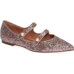 Halogen x Atlantic Pacific Anastasia Pink Sparkle Pointed Toe Mary Jane Flats 10